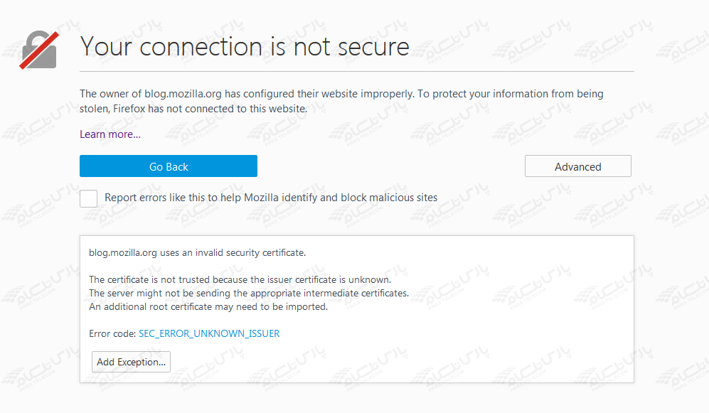 برطرف کردن مشکل Certificate در مرورگر Mozilla Firefox